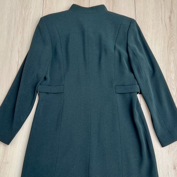 Alfani Military-Style Long Line Jacket Mandarin Collar Deep Green Size 8 Petite - Picture 4 of 16